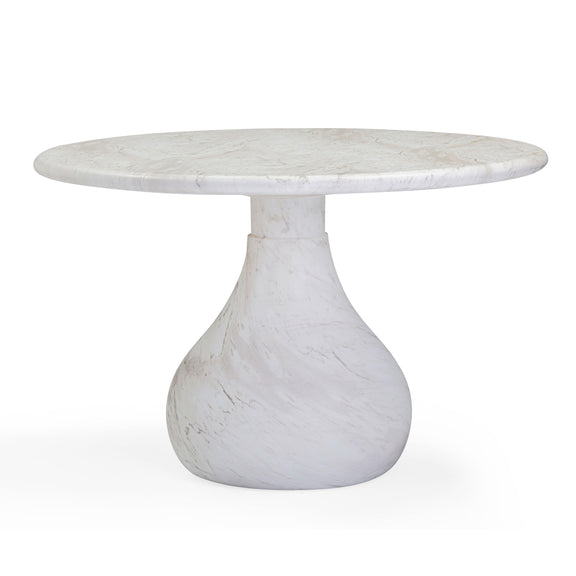 Smooch White Faux Marble Print Indoor / Outdoor 47" Round Dining Table