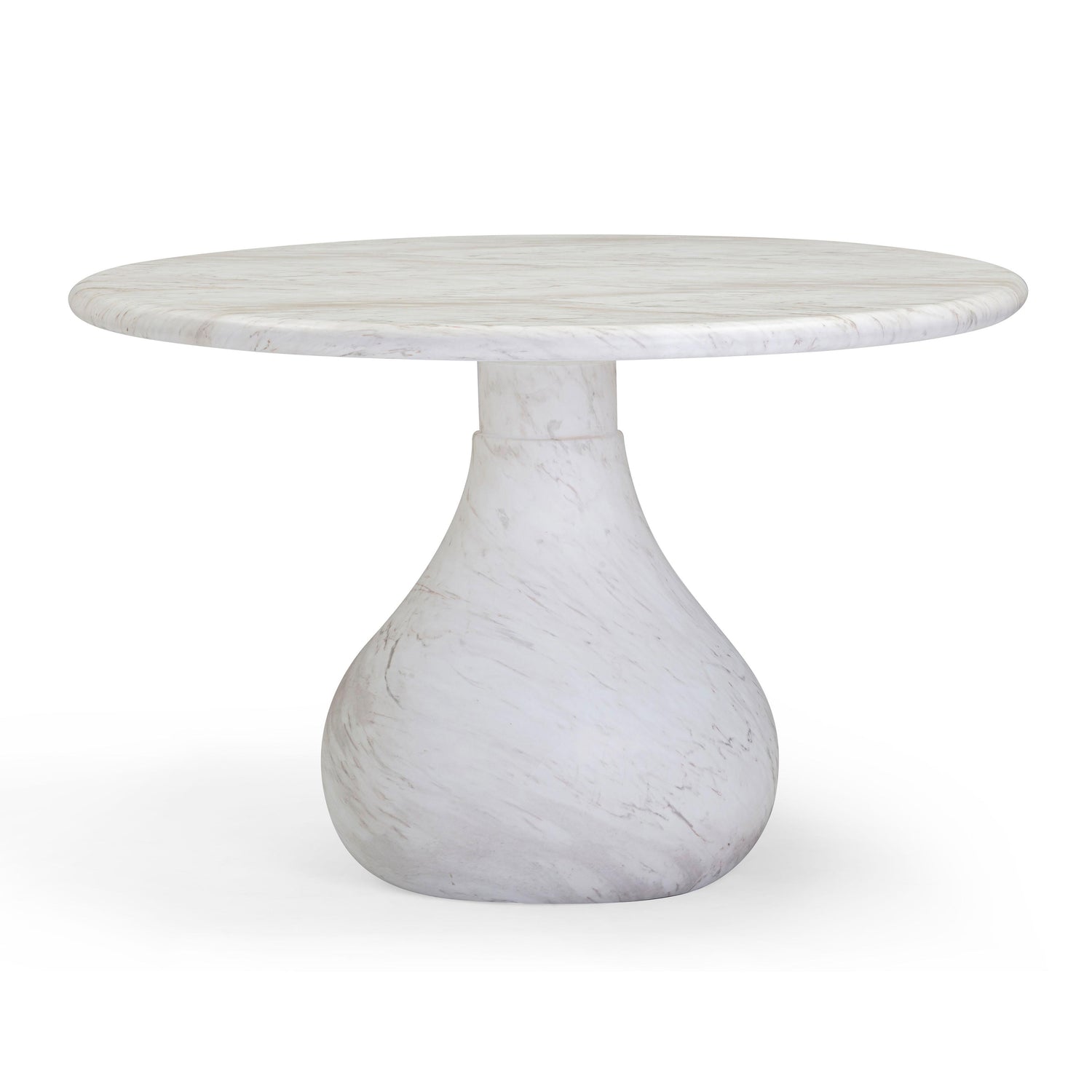Smooch White Faux Marble Print Indoor / Outdoor 47" Round Dining Table