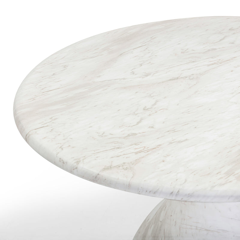 Smooch White Faux Marble Print Indoor / Outdoor 47" Round Dining Table