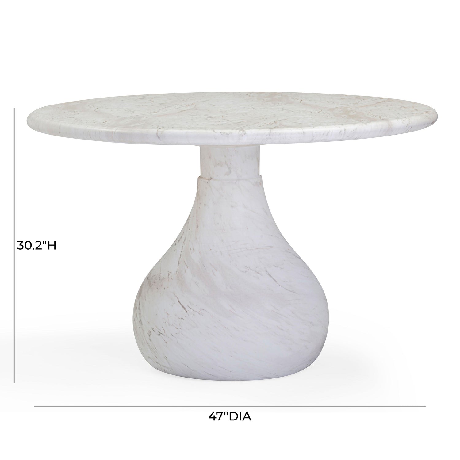 Smooch White Faux Marble Print Indoor / Outdoor 47" Round Dining Table