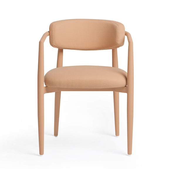 Annika Textured Contract-Grade Fabric Outdoor Dining Arm Chair - Peach