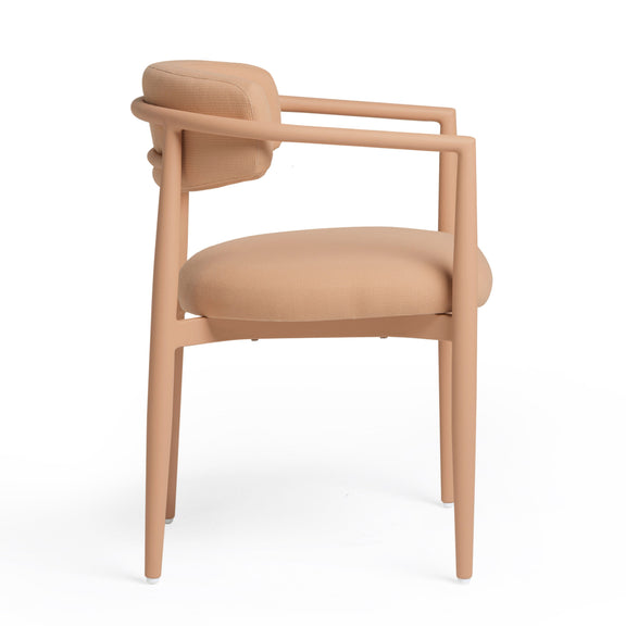 Annika Textured Contract-Grade Fabric Outdoor Dining Arm Chair - Peach