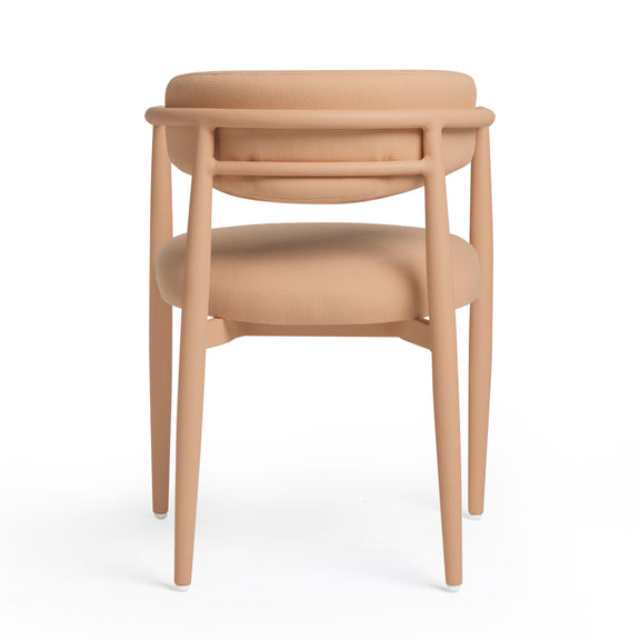 Annika Textured Contract-Grade Fabric Outdoor Dining Arm Chair - Peach