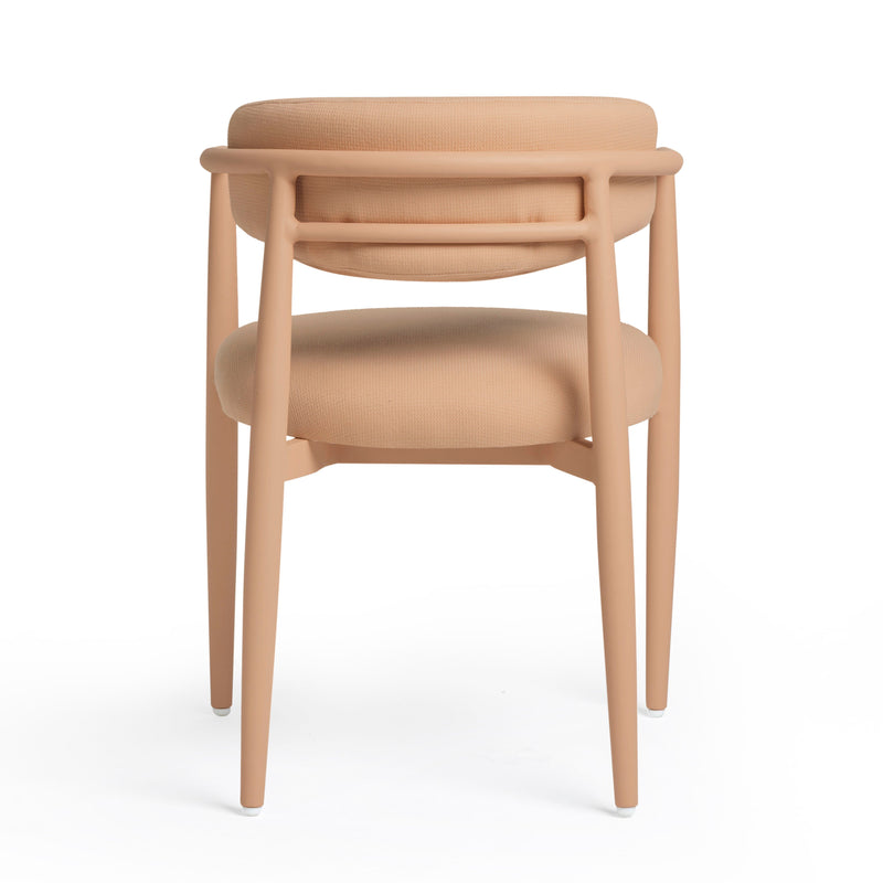 Annika Textured Contract-Grade Fabric Outdoor Dining Arm Chair - Peach