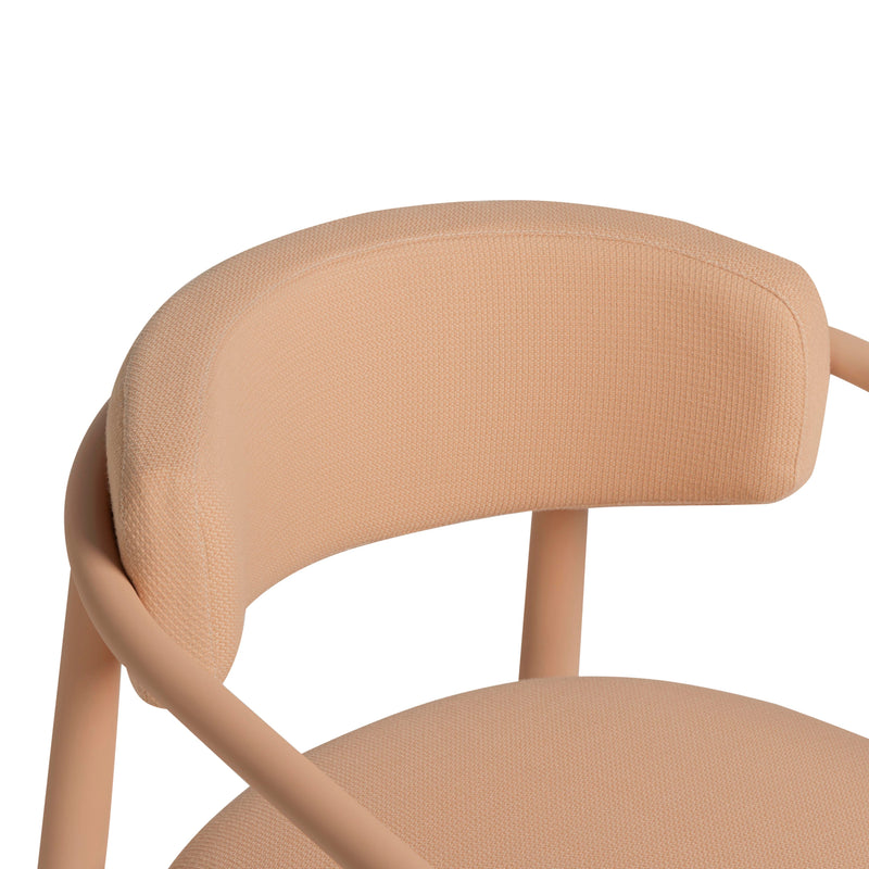 Annika Textured Contract-Grade Fabric Outdoor Dining Arm Chair - Peach