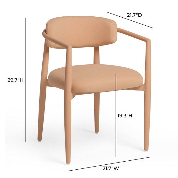 Annika Textured Contract-Grade Fabric Outdoor Dining Arm Chair - Peach