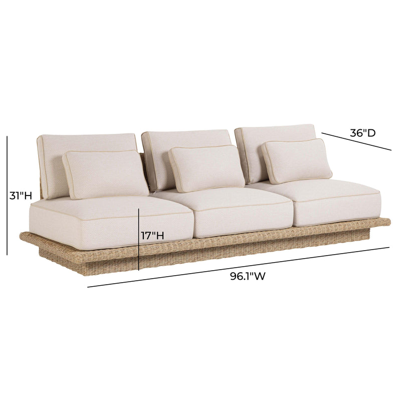 Mora Cream Outdoor Sofa - 96"