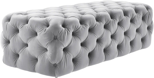 Kaylee Grey Velvet Ottoman