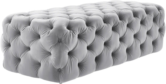 Kaylee Grey Velvet Ottoman