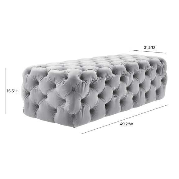Kaylee Grey Velvet Ottoman