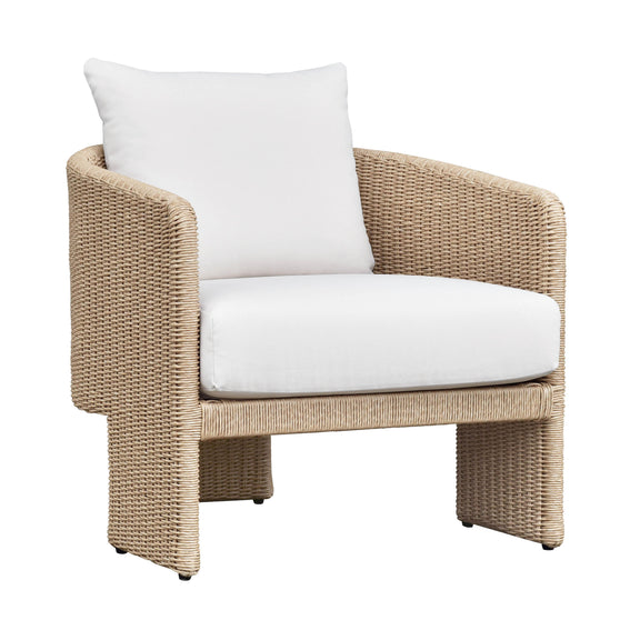 Alexa Rattan Performance Fabric Outdoor Accent Chair - Cream/Natural