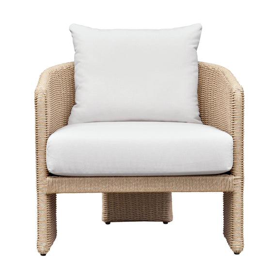 Alexa Rattan Performance Fabric Outdoor Accent Chair - Cream/Natural