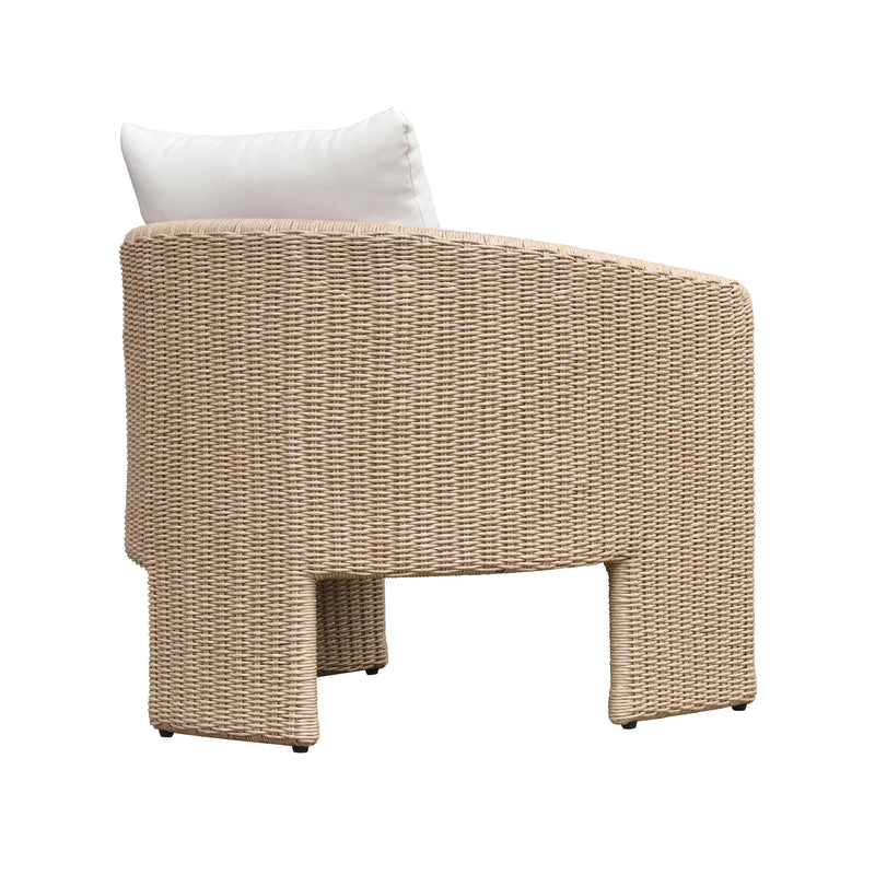 Alexa Rattan Performance Fabric Outdoor Accent Chair - Cream/Natural