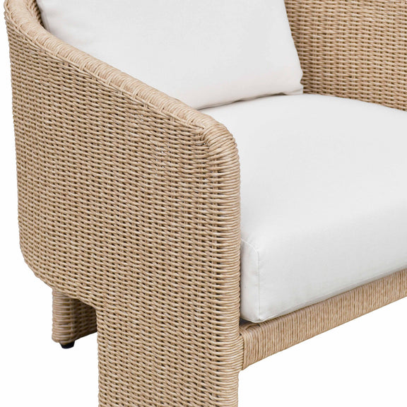 Alexa Rattan Performance Fabric Outdoor Accent Chair - Cream/Natural