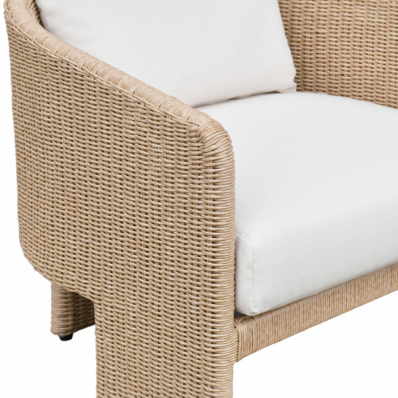 Alexa Rattan Performance Fabric Outdoor Accent Chair - Cream/Natural