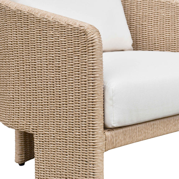 Alexa Rattan Performance Fabric Outdoor Accent Chair - Cream/Natural