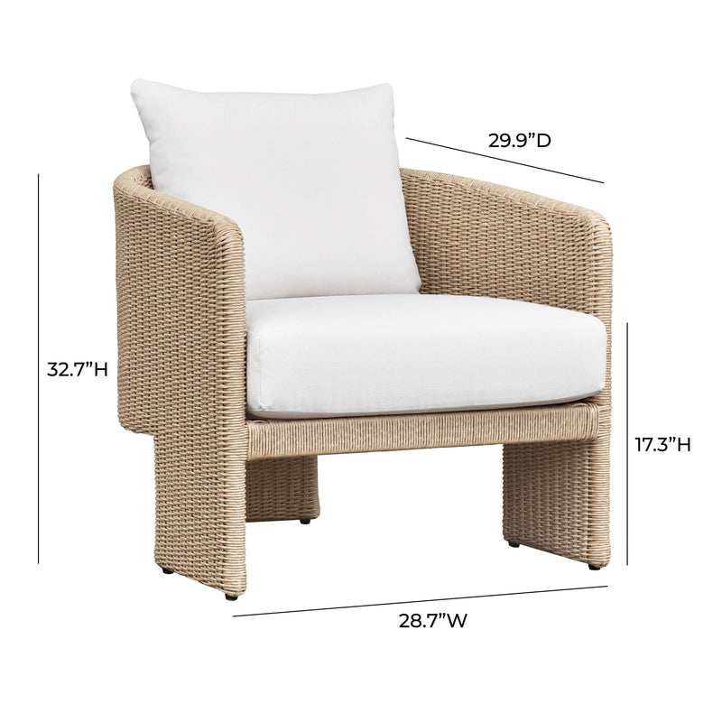 Alexa Rattan Performance Fabric Outdoor Accent Chair - Cream/Natural