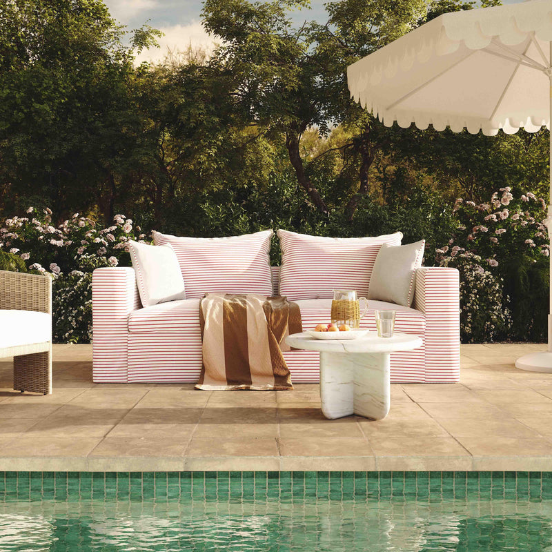 Salty Red Striped Indoor/Outdoor Sofa
