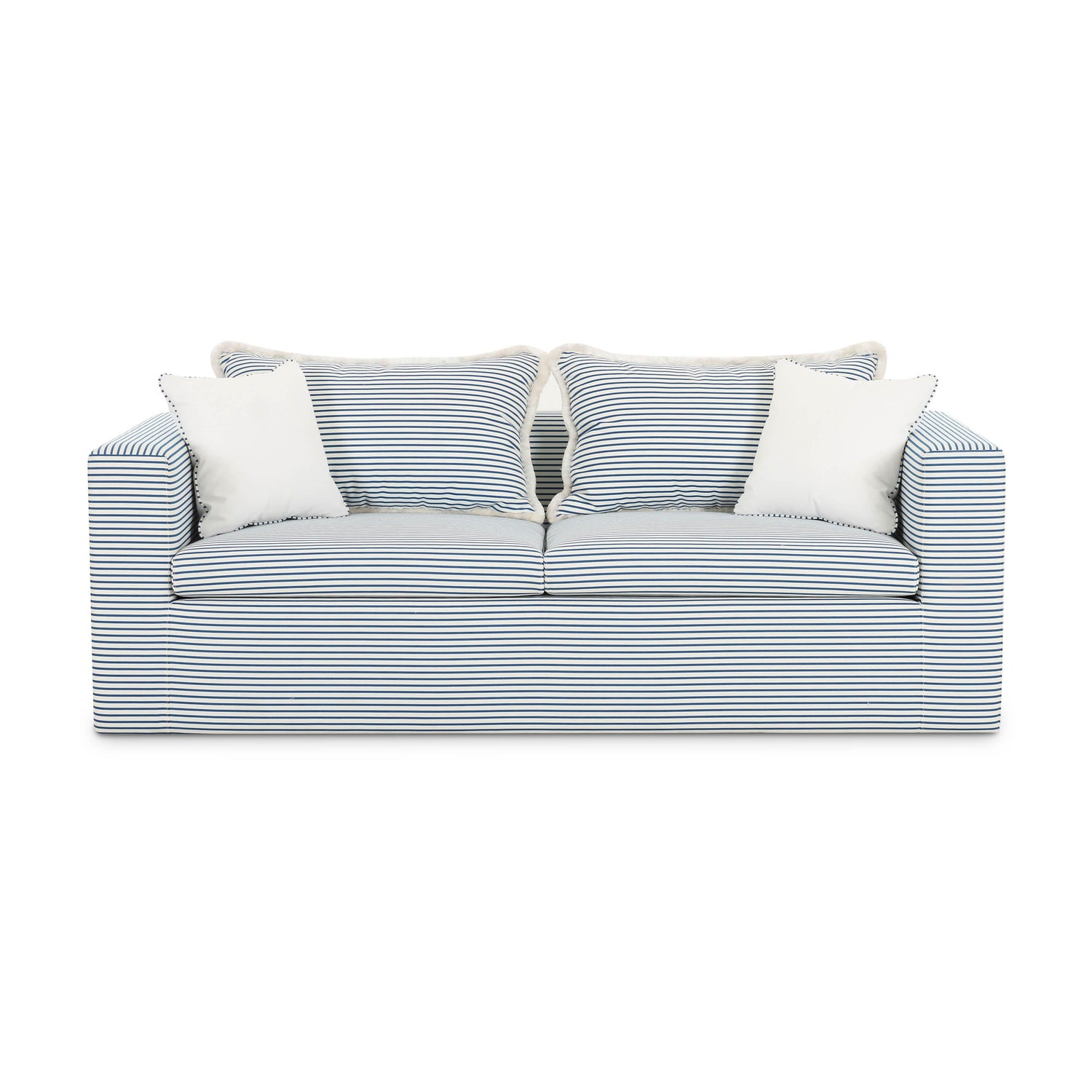 Salty Blue Striped Indoor/Outdoor Sofa