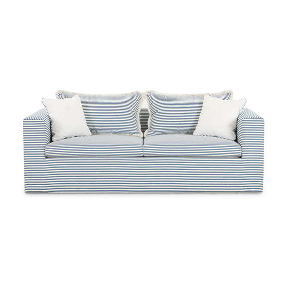 Salty Blue Striped Indoor/Outdoor Sofa