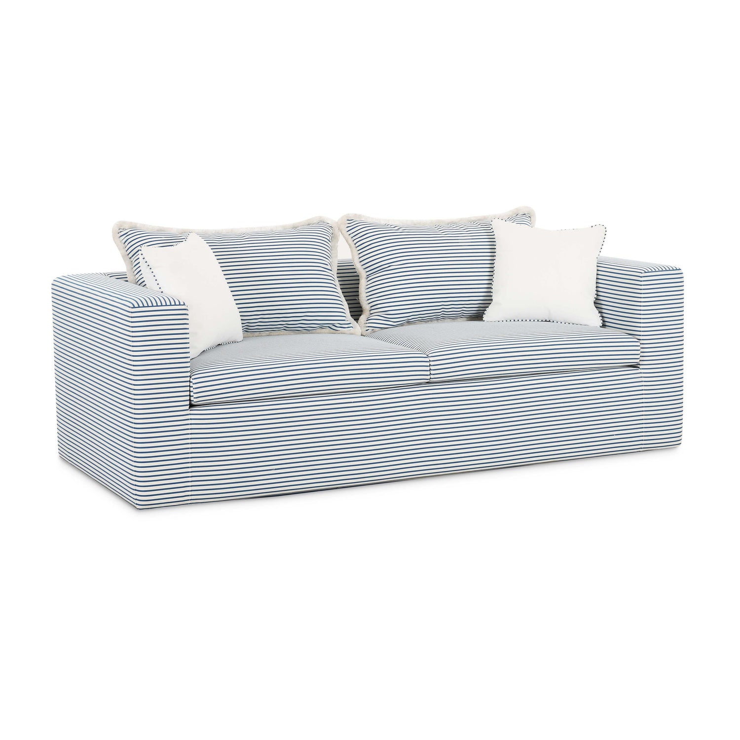 Salty Blue Striped Indoor/Outdoor Sofa