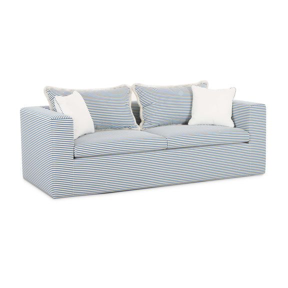 Salty Blue Striped Indoor/Outdoor Sofa