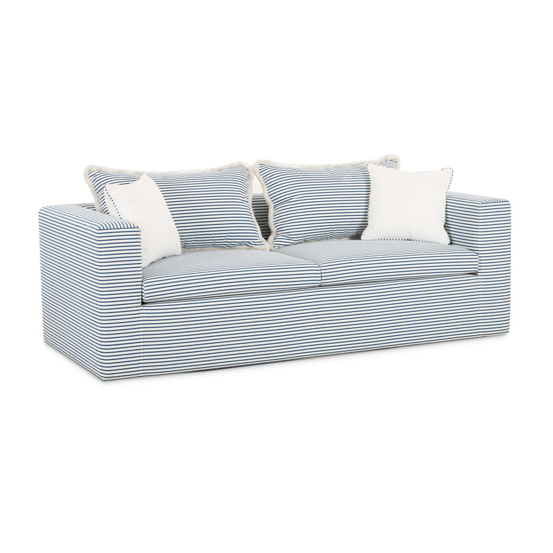Salty Blue Striped Indoor/Outdoor Sofa