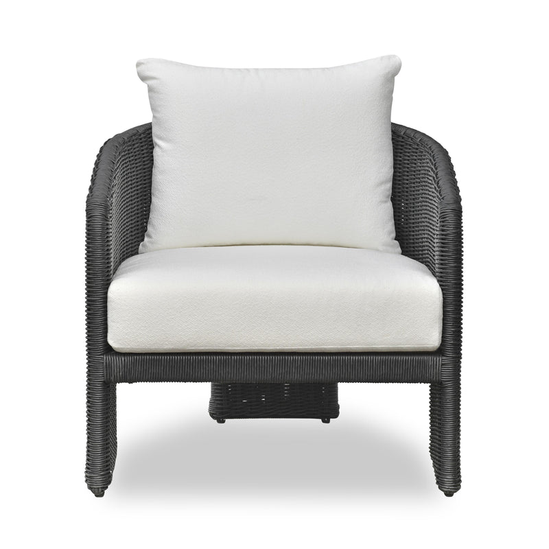 Alexa Black Rattan Performance Fabric Outdoor Armchair