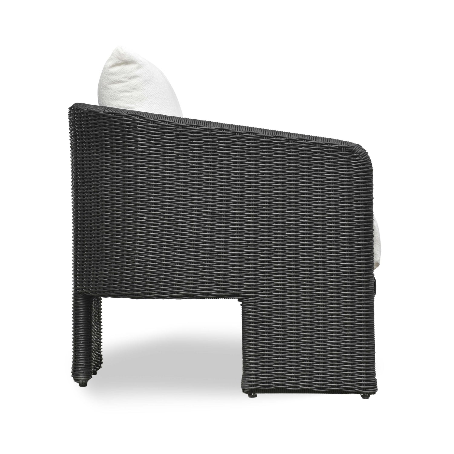 Alexa Black Rattan Performance Fabric Outdoor Armchair
