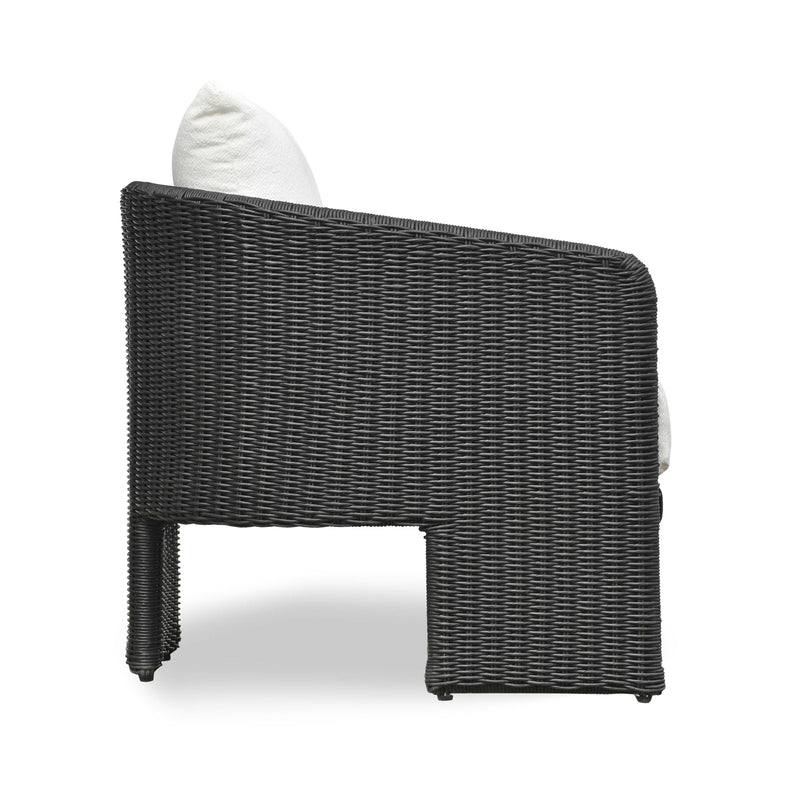 Alexa Black Rattan Performance Fabric Outdoor Armchair