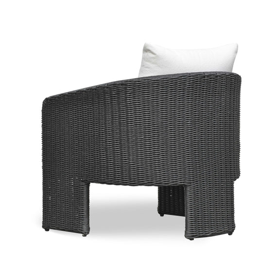 Alexa Black Rattan Performance Fabric Outdoor Armchair