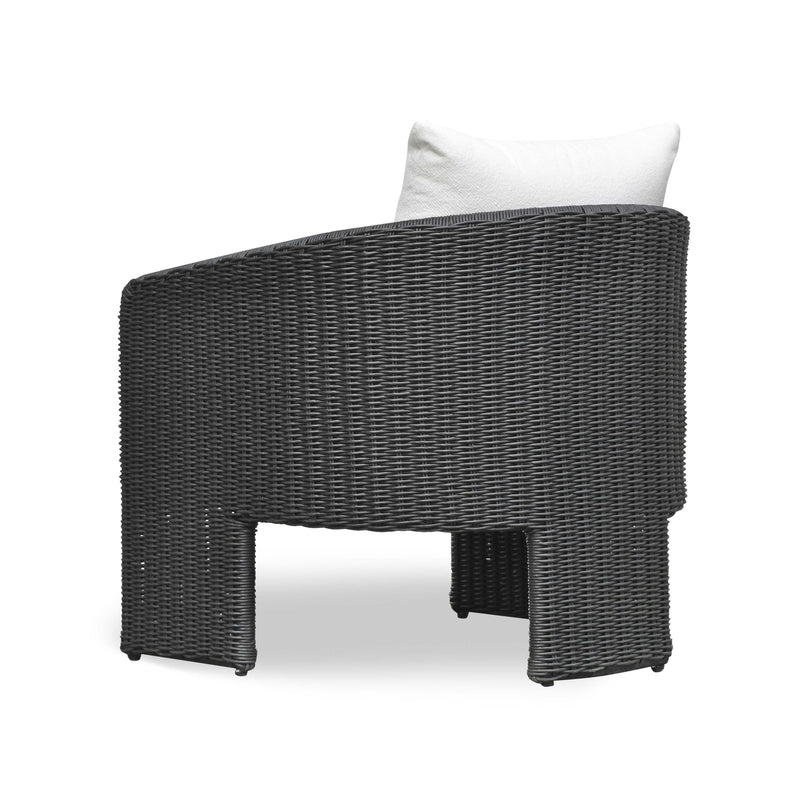Alexa Black Rattan Performance Fabric Outdoor Armchair
