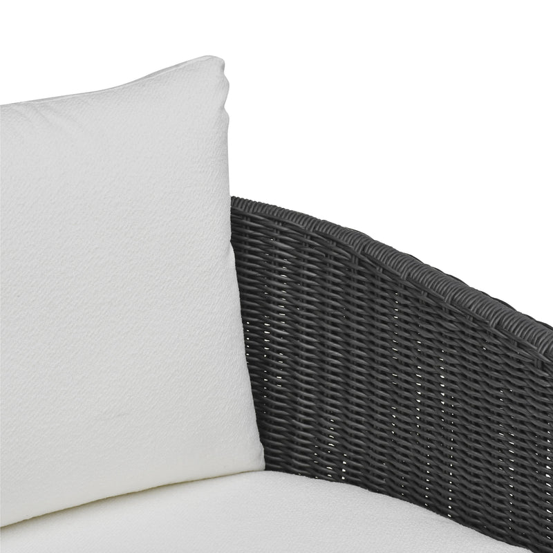 Alexa Black Rattan Performance Fabric Outdoor Armchair