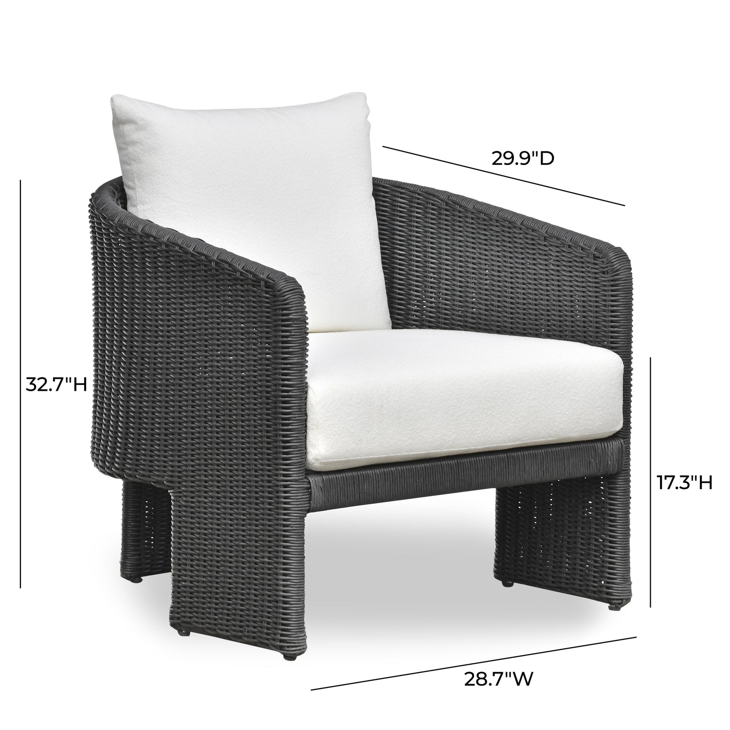Alexa Black Rattan Performance Fabric Outdoor Armchair