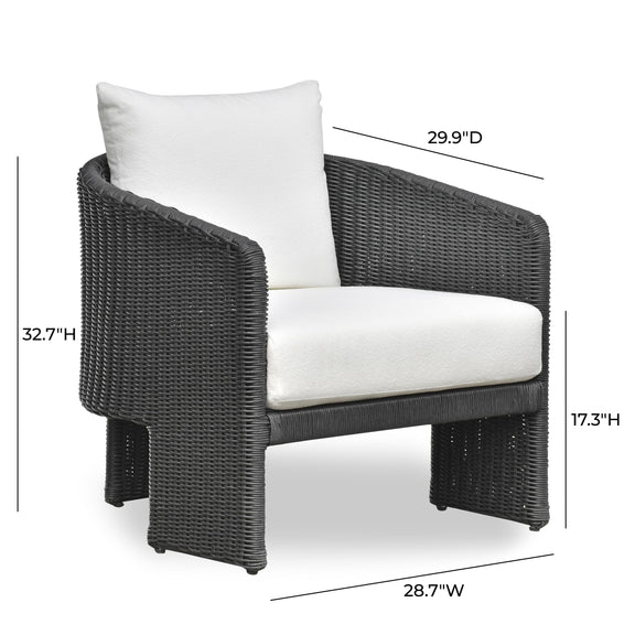 Alexa Black Rattan Performance Fabric Outdoor Armchair
