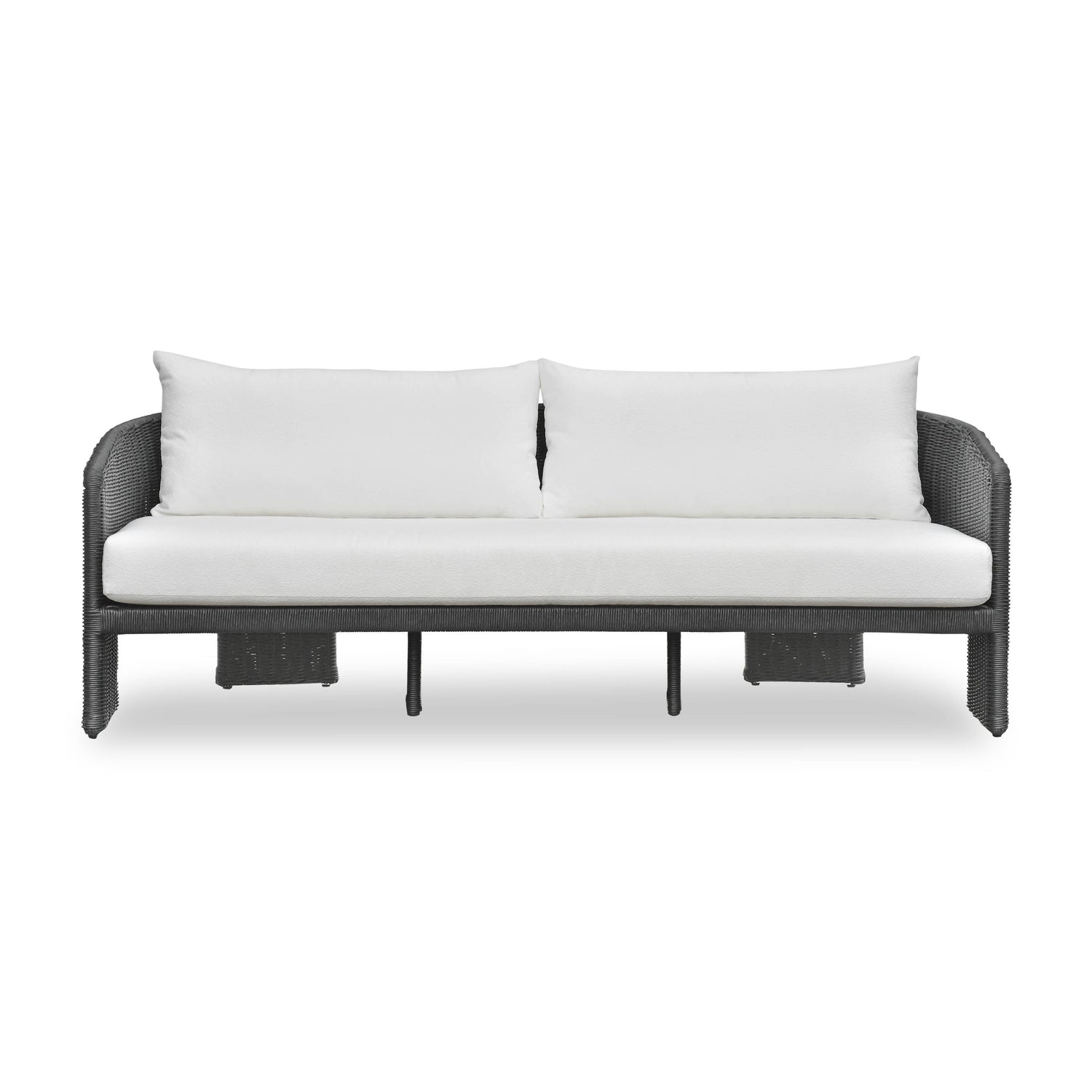 Alexa Black Rattan Performance Fabric Outdoor Sofa