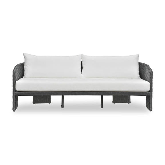Alexa Black Rattan Performance Fabric Outdoor Sofa