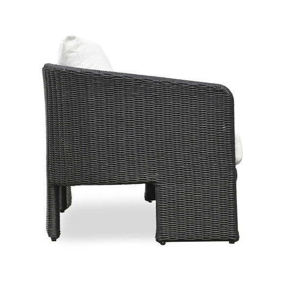 Alexa Black Rattan Performance Fabric Outdoor Sofa