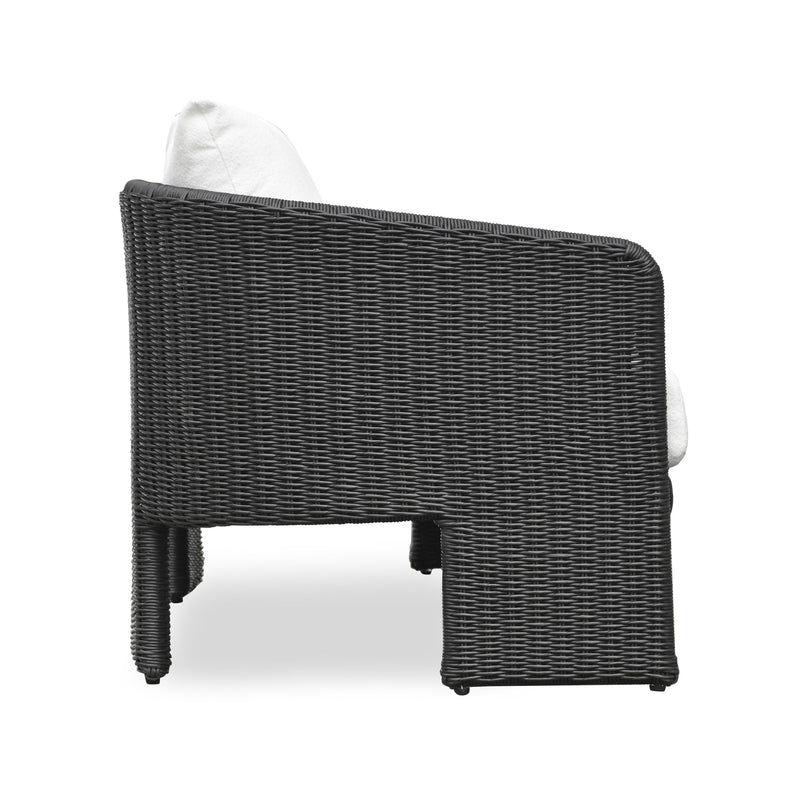 Alexa Black Rattan Performance Fabric Outdoor Sofa
