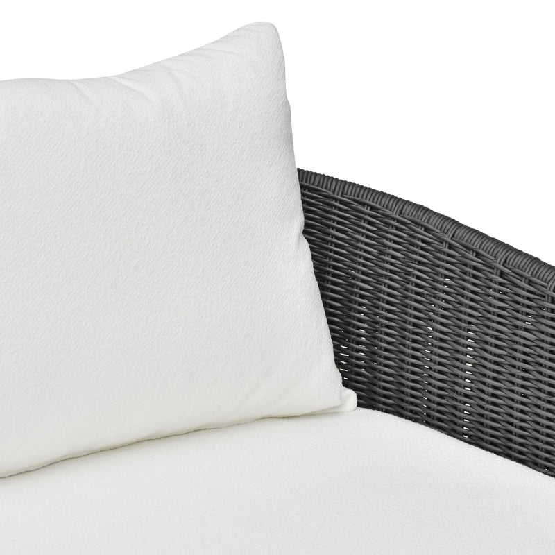 Alexa Black Rattan Performance Fabric Outdoor Sofa