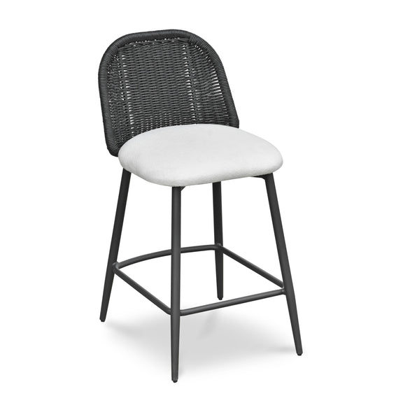 Alexa Black Rattan Performance Fabric Counter Stool