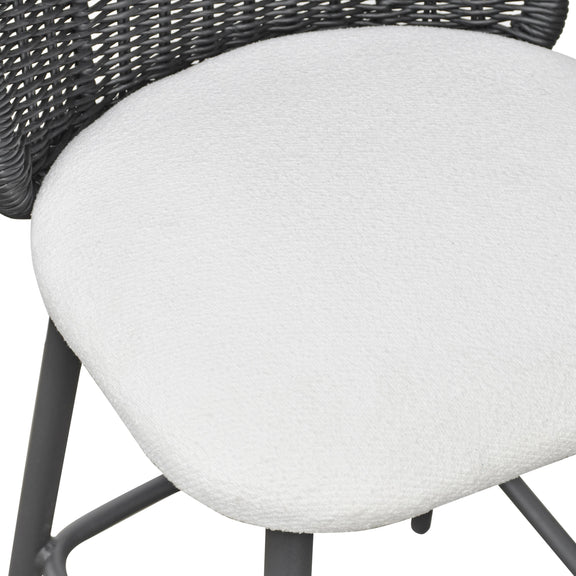 Alexa Black Rattan Performance Fabric Counter Stool