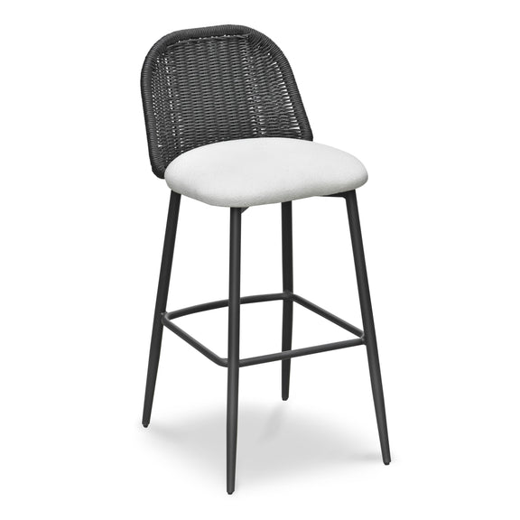 Alexa Black Rattan Performance Fabric Barstool