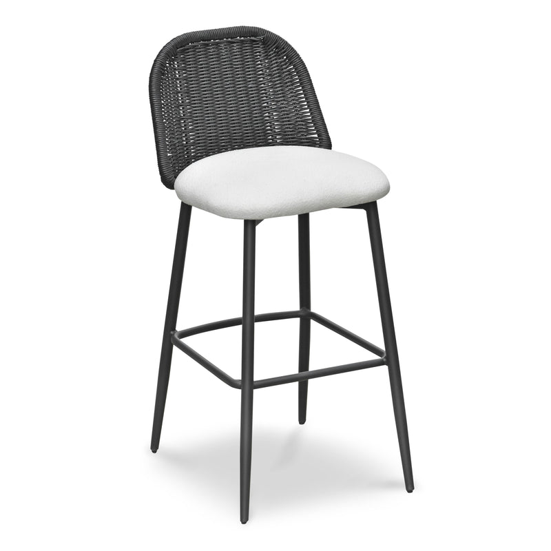 Alexa Black Rattan Performance Fabric Barstool