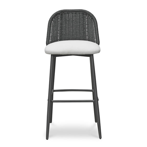 Alexa Black Rattan Performance Fabric Barstool