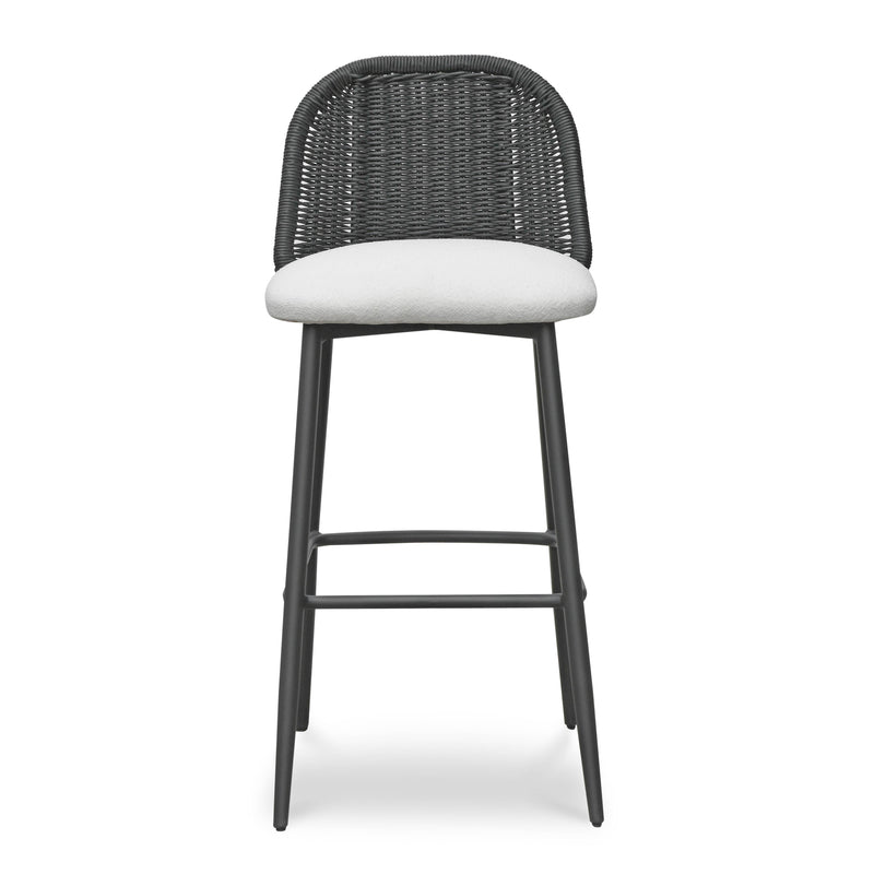Alexa Black Rattan Performance Fabric Barstool