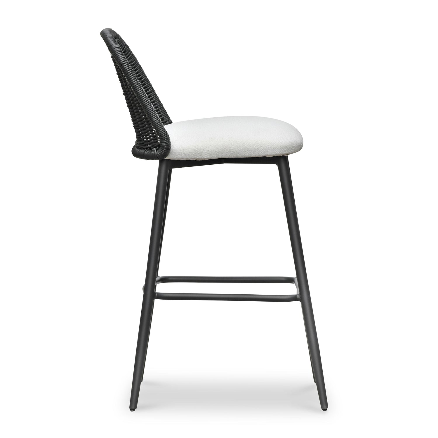 Alexa Black Rattan Performance Fabric Barstool