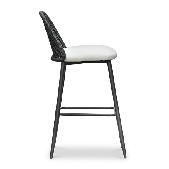 Alexa Black Rattan Performance Fabric Barstool