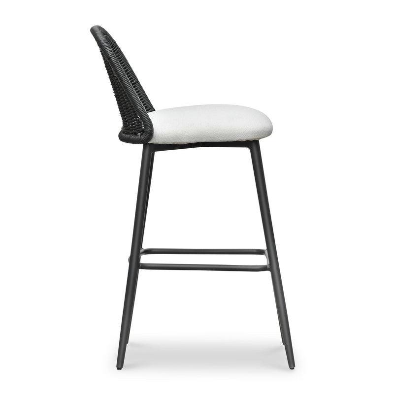 Alexa Black Rattan Performance Fabric Barstool