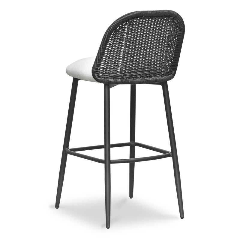 Alexa Black Rattan Performance Fabric Barstool